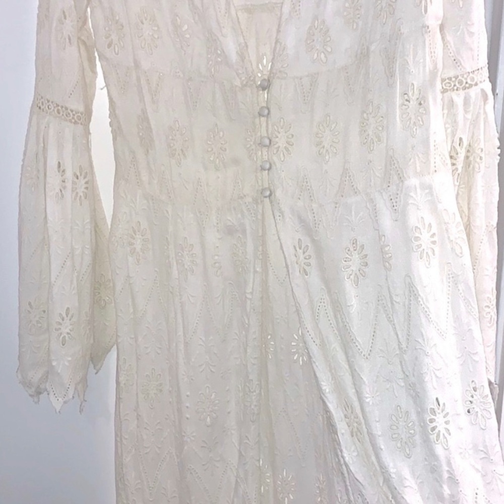 FREE PEOPLE Sweet Water Duster in Powder White Eyelet Long Kimono Jacket - NWT - Picture 15 of 16